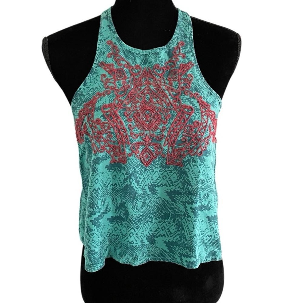 Ecote Racerback Tank Embroidered Sleeveless medium Boho Peasant Festival Hippie